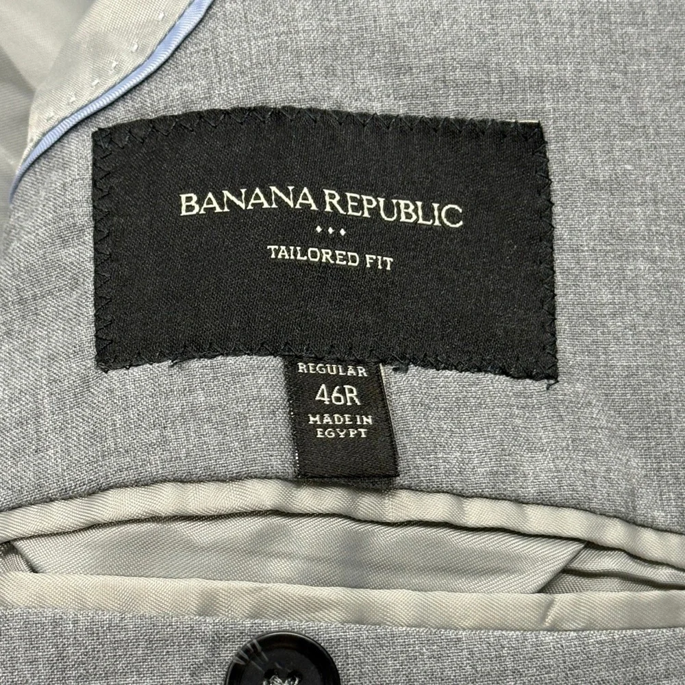 Banana Republic Mens Tailored Fit Suit 46R 38x30 Light Heather Grey 2 Piece Set